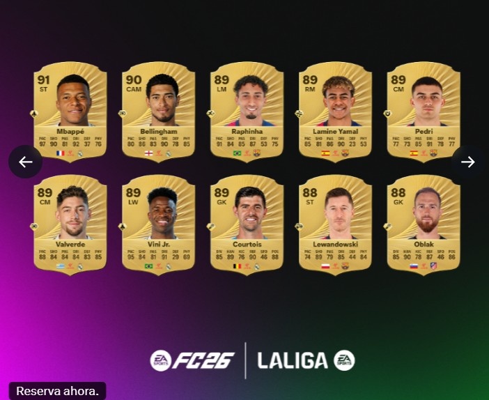 即时资讯-FC26官方西甲球员评分榜：姆巴佩91最高，贝林厄姆90，亚马尔89